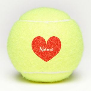 Balles De Tennis Coeur rouge romantique nom personnalisé imprimé ja