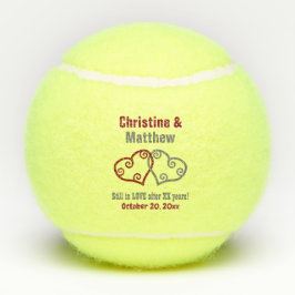 Balles De Tennis Coeurs joints Mariage Anniversaire Faveur