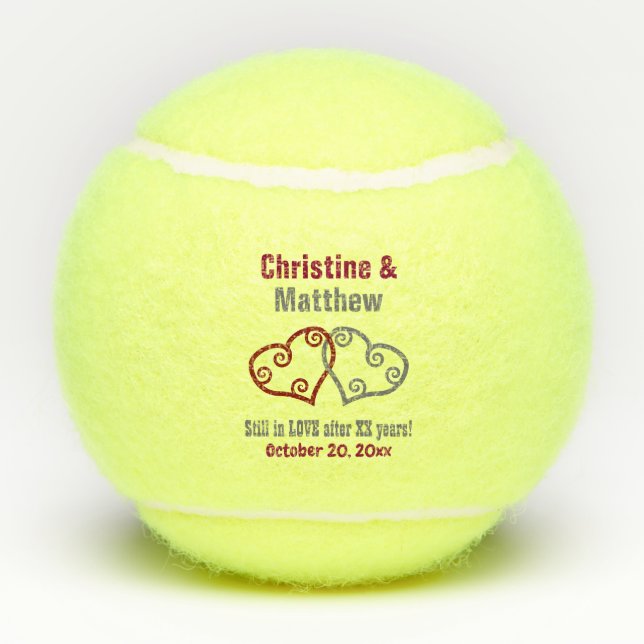 Balles De Tennis Coeurs joints Mariage Anniversaire Faveur (Dos)
