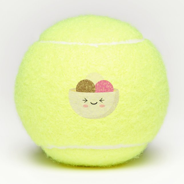 Balles De Tennis Crème glacée Kawaii (Devant)