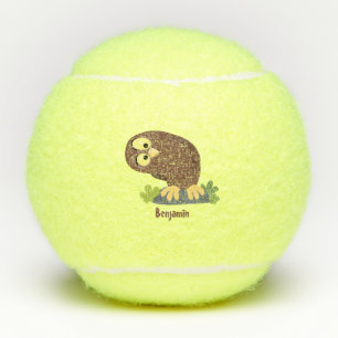 Balles De Tennis Curieux et drôle dessin animé de chouette brune