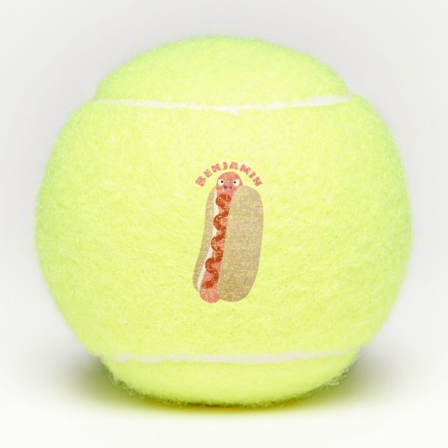 Balles De Tennis Curieux hot dog Weiner dessin animé (Devant)