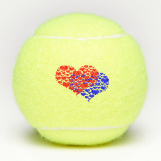 Balles De Tennis Deux cœurs bleu et rouge