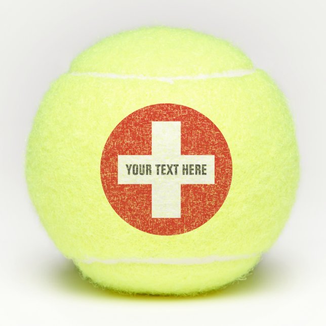 Balles De Tennis Drapeau suisse imprimé sur mesure jaune (Devant)