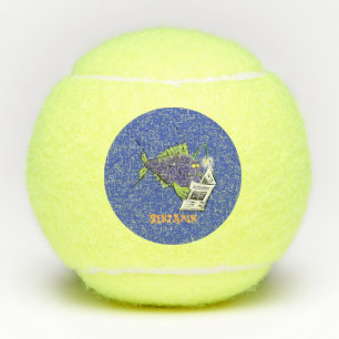 Balles De Tennis Drôle caricature de poisson de pêcheur
