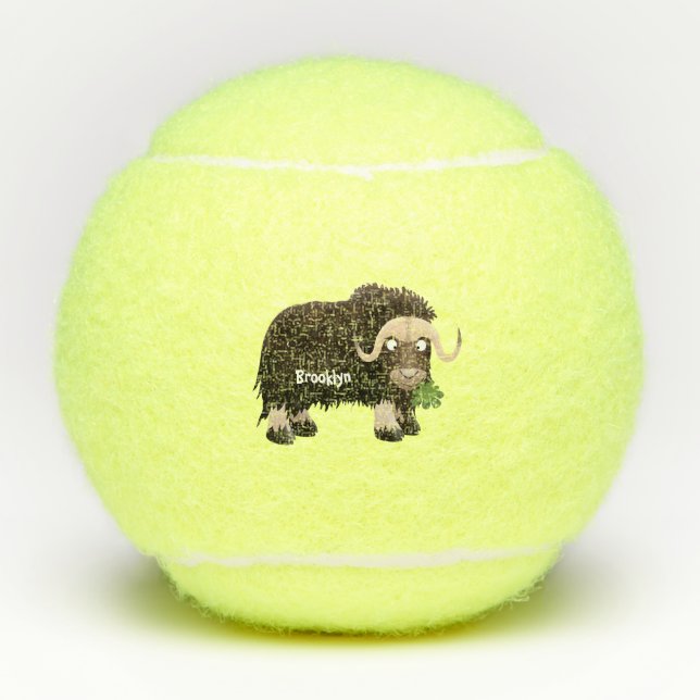 Balles De Tennis Drôle dessin animé de boeuf musqué (Devant)
