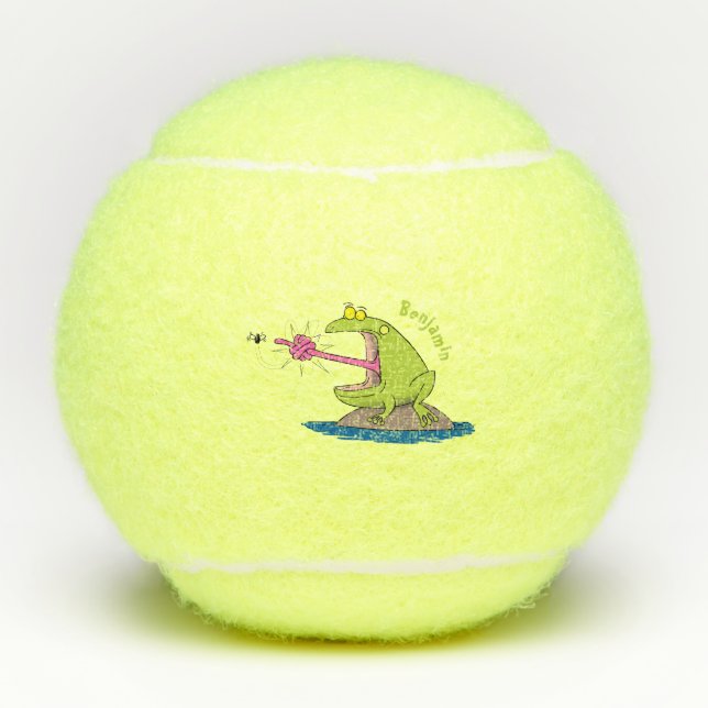 Balles De Tennis Drôle dessin animé de grenouille et mouche (Devant)