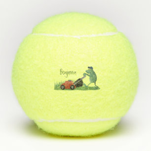 Balles De Tennis Drôle grenouille verte tondre la pelouse dessin
