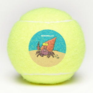 Balles De Tennis Drôle mignon caricature pourpre crabe ermite