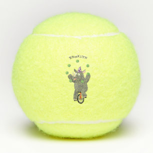 Balles De Tennis Drôle rhinocéros mignon jonglant sur monocycle