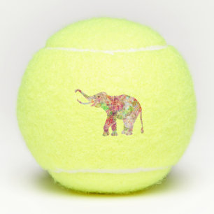 Balles De Tennis Eau colorée fleurs éléphant illustration