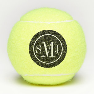 Balles De Tennis Élégant Monogramme noir et blanc