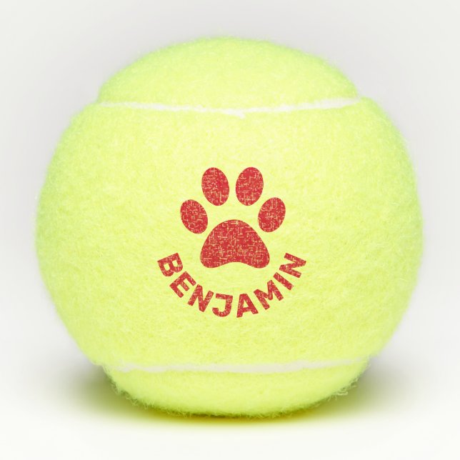 Balles De Tennis Empreinte de patte rouge personnalisé Animaux de c (Devant)