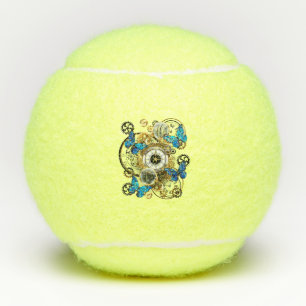 Balles De Tennis Engrenages à vapeur et papillons bleus