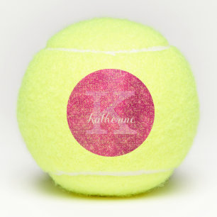 Balles De Tennis Fille Rose Chaud Cute Diamond Étincelle Monogramme