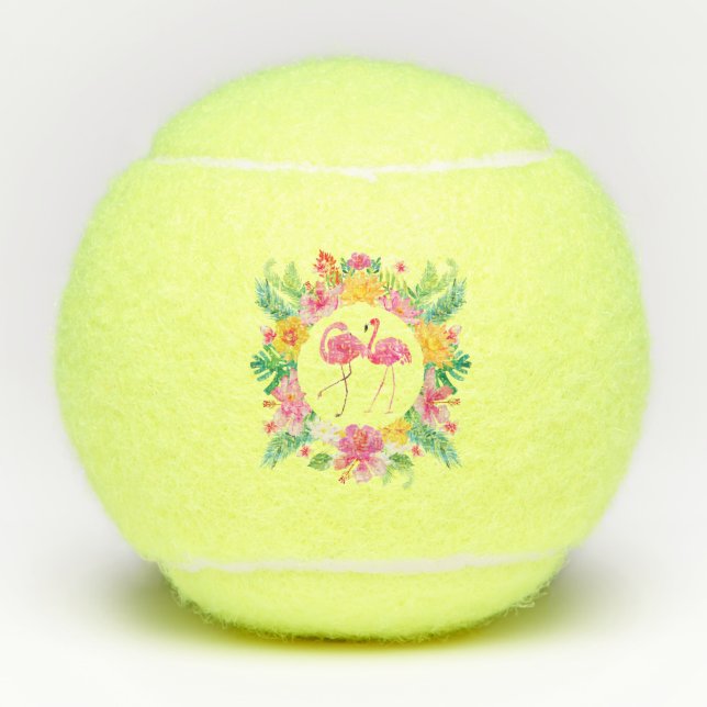 Balles De Tennis Flamants roses roses Fleurs tropicales Wreath (Devant)