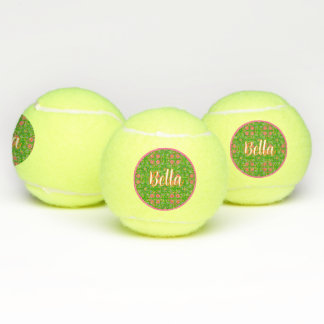 Balles De Tennis Fleurs rétro Papillons rose jaune bleu orange