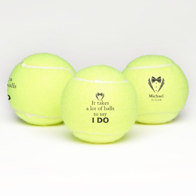 Balles De Tennis Funny Pun Groom Bow Cravate Nom Mariage Date (Multiple)
