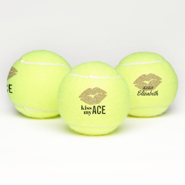 Balles De Tennis Gold Lips Kiss My Ace Personnalisé (Multiple)