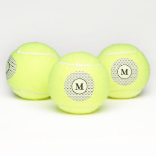 Balles De Tennis Grandes Motifs Noires Et Blanches Monogrammes Él