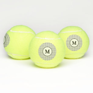 Balles De Tennis Grandes Motifs Noires Et Blanches Monogrammes Élég