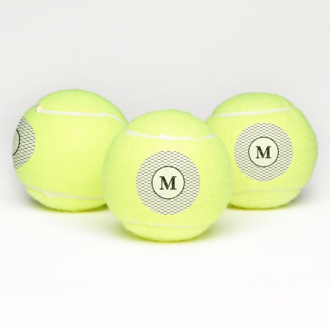 Balles De Tennis Grandes Motifs Noires Et Blanches Monogrammes Élég (Multiple)
