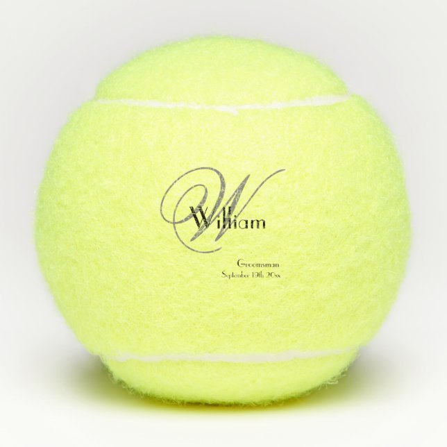 Balles De Tennis Groomsman Cadeau Moderne Monogramme Nom Date Cool  (Devant)