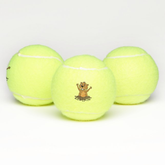 Balles De Tennis Groundhog drôle dans la bande dessinée de trou (Multiple)