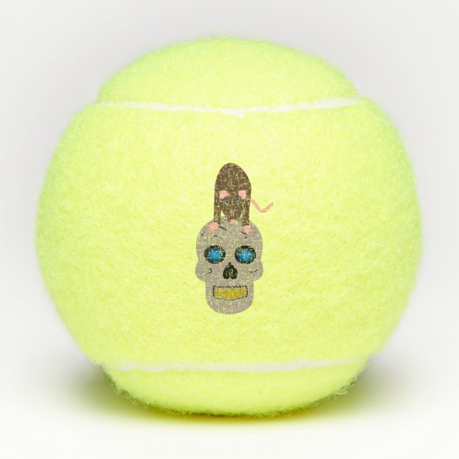 Balles De Tennis Halloween gothique du crâne et du rat (Devant)