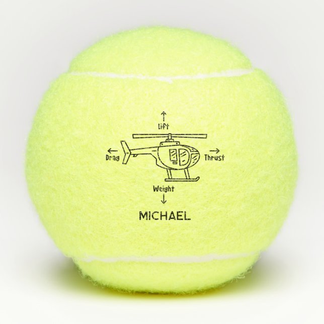 Balles De Tennis Hélicoptère Illustration Personalized (Devant)