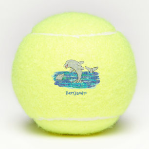 Balles De Tennis Illustration de dauphins heureux adorables