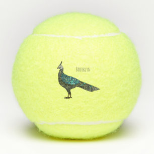 Balles De Tennis illustration de dessin animé d'oiseau faisan paon