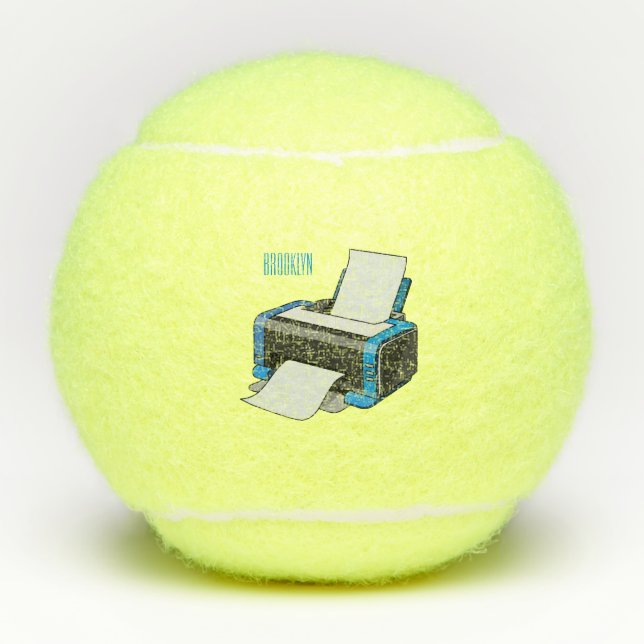 Balles De Tennis Illustration de dessin d'imprimante (Devant)