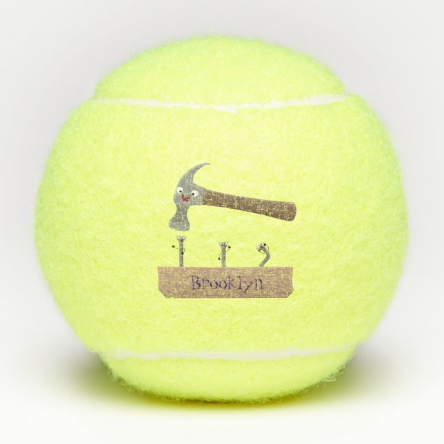 Balles De Tennis Illustration de dessin mignon, marteau et ongles (Devant)