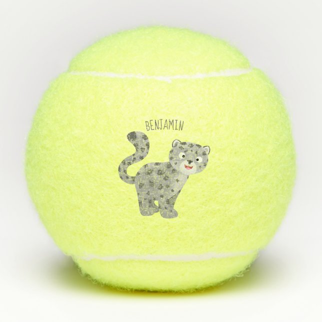 Balles De Tennis Illustration de mignon léopard des neiges (Devant)