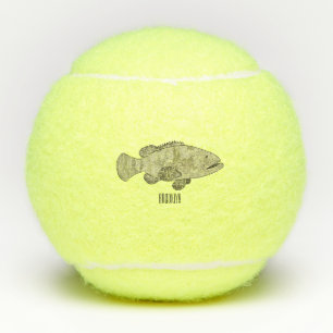 Balles De Tennis Illustration de poisson groupeur de dessin animé