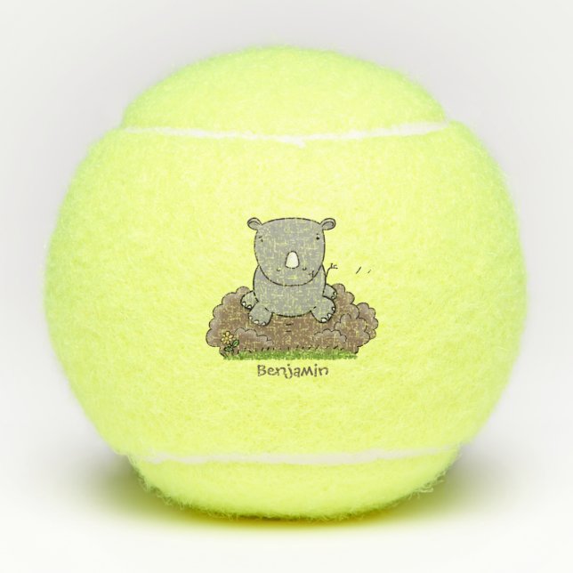 Balles De Tennis Illustration d'un petit rhinocéros (Devant)