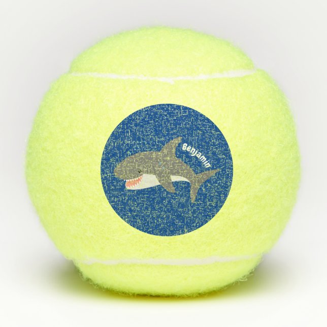 Balles De Tennis Illustration joyeuse du grand requin blanc (Devant)