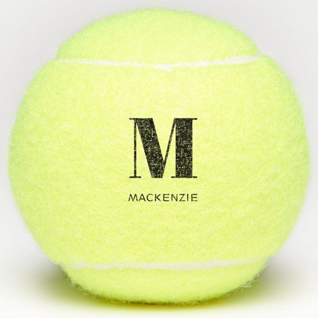 Balles De Tennis Initiale de monogramme personnalisée (Monogram initial minimalist personalized tennis balls)