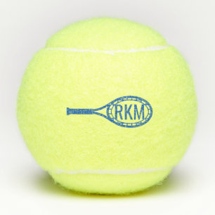 Balles De Tennis Initiales de Monogramme bleu personnalisées en Ra