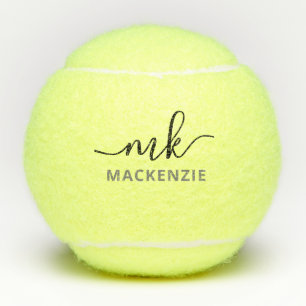Balles De Tennis Initiales de script moderne élégante personnalis