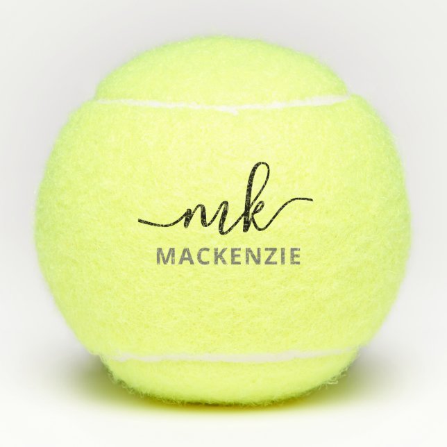Balles De Tennis Initiales de script moderne élégante personnalisée (Devant)