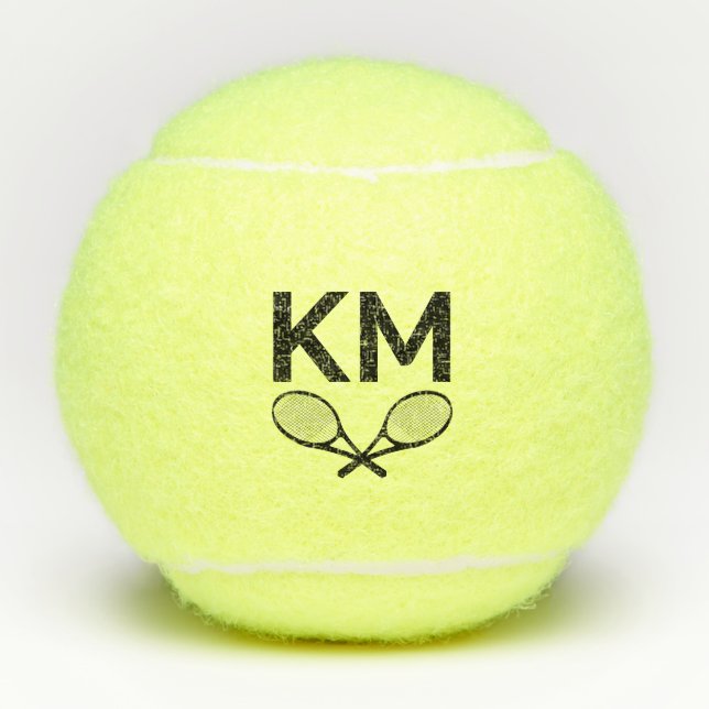Balles De Tennis Initiales Monogrammes Modernes Personnalisées Élég (Devant)