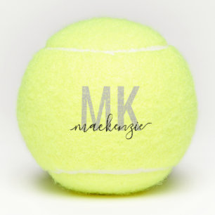 Balles De Tennis Initiales personnalisées de signature en gris noir