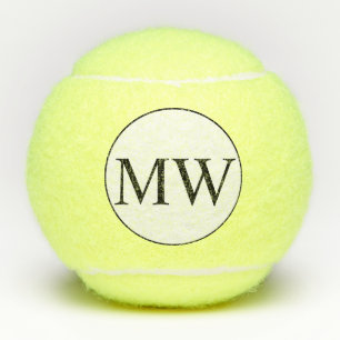 Balles De Tennis Initiales personnalisées en noir blanc