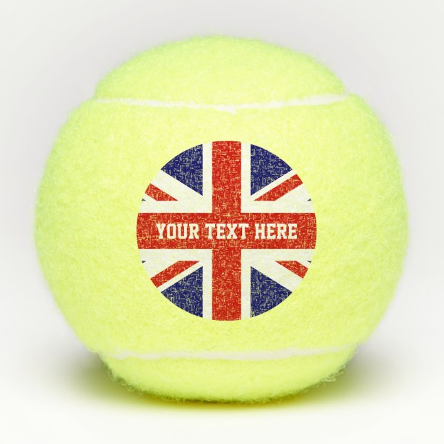 Balles De Tennis Jaune imprimé par coutume britannique de drapeau (Devant)