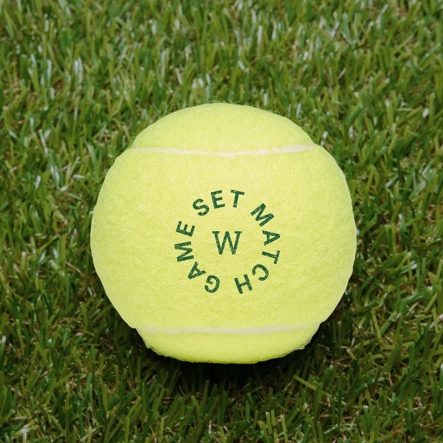 Balles De Tennis Jeu Jeu Correspondance Monogramme Vert (Créateur téléchargé)