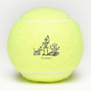 Balles De Tennis Joyeux joli dessin de trois robots trio