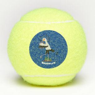 Balles De Tennis Le mignon secrétaire oiseau écrire des notes dessi