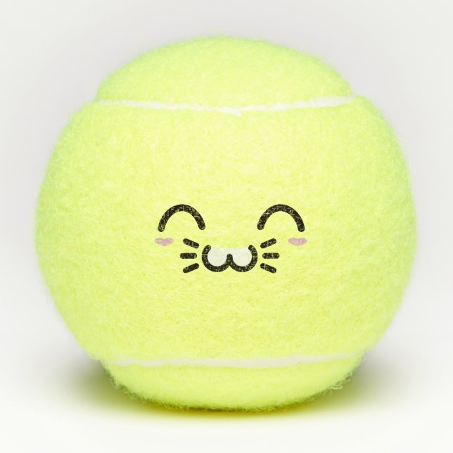 Balles De Tennis L'Émoticône Émotique Souriante De Kawaii Le Visage (Devant)
